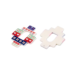 Полуночно-синий Акриловые подвески с цветочным принтом, крестик, темно-синий, 39.5x30.5x2 мм, отверстие : 1.6 мм