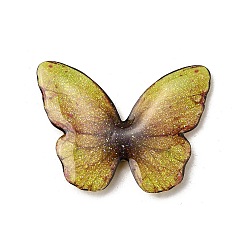 Золотистый Эпоксидная смола кабошоны, бабочка, с магнитом и блестящей пудрой, золотые, 30x40x6 мм