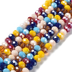Couleur Mélangete Chapelets de perles en verre, facette, rondelle, couleur mixte, 8x6mm, Trou: 1mm, Environ 65~68 pcs/chapelet, 15.7~16.1 pouce (40~41 cm)