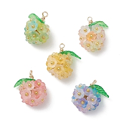 (52) Непрозрачная лаванда Прозрачные акриловые подвески, с латунной фурнитурой , , разноцветные, 19~20.5x17~20.5x12~14 мм, отверстие : 2 мм