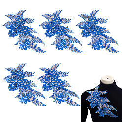 Синий Нашивки на одежду из полиэстера, лист, со стразами, синие, 305x165x6.5 мм