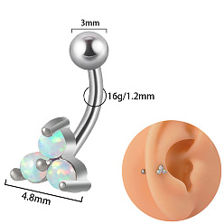 Цветок G23 серьги-гвоздики с изогнутой штангой и хрящом из титана с паве светло-голубого кубического циркония, платина, цветок, Длина стержня: 8мм, штифты : 1.2 мм