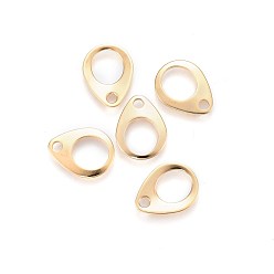 Золотой 201 из нержавеющей стали цепью вкладки, разъемы удлинителя цепи, слеза, полый, золотые, 13x10x0.9~1 мм, отверстие : 2 мм