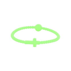Лайм Детские силиконовые эластичные браслеты с крестом для девочек и мальчиков, желто-зеленые, 6-7/8 дюйм (17.5 см)