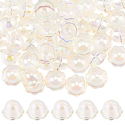 Прозрачный 60 шт., акриловые колпачки с УФ-покрытием, цветок, прозрачные, 24x15.5 мм, отверстие : 3 мм, внутренний диаметр: 16.5 мм