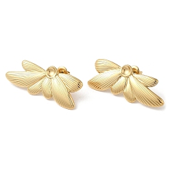 Real 14K Gold Plated Ion Plating(IP) 304 Stainless Steel Stud Earrings, Butterfly, Real 14K Gold Plated, 16x39mm