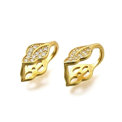 Настоящее золото 18K 925 подвески из стерлингового серебра с кубическим цирконием, реальный 18 k позолоченный, 11x5x6.5 мм, отверстие : 0.7 мм