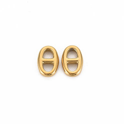 Real 14K Gold Plated Ion Plating(IP) 304 Stainless Steel Connector Charms, Oval, Real 14K Gold Plated, 10x6.5x2mm, Hole: 2.5mm