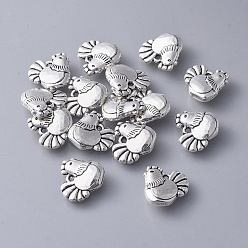 Античное Серебро Подвески из сплава , без кадмия и без свинца, курица, античное серебро, 12x13x4 мм, отверстие : 1 мм