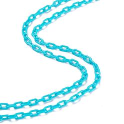Dark Turquoise Opaque Acrylic Cable Chains, Oval, Dark Turquoise, 13x8x2mm, 19.68 inch(50cm)/strand
