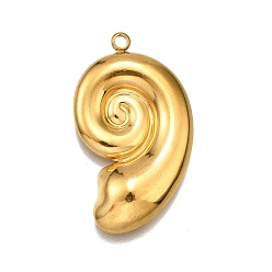 Настоящее золото 18K 304 подвески из нержавеющей стали, очарование раковины, реальный 18 k позолоченный, 30x17.5x4 мм, отверстие : 1.6 мм