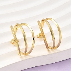 Золотой Серьги-гвоздики из нержавеющей стали в форме тройной буквы С, с 201 штифтов из нержавеющей стали, вакуумное покрытие pvd, золотые, 304 мм