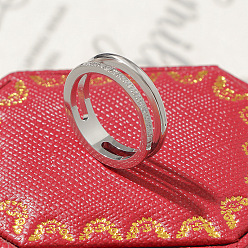 Нержавеющая Сталь Цвет 304 Кольца из нержавеющей стали с микропаве из прозрачного кубического циркония, цвет нержавеющей стали, размер США 9 (18.9 мм)