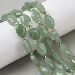 Зеленый Авантюрин Естественный зеленый авантюрин бисер нитей, граненые, лошадь форма глаз, с бисером, 14x9x6 мм, отверстие : 1.6 мм, около 23 шт / нитка, 15.16'' (38.5 см)