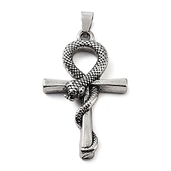 Античное Серебро Сплавочные подвески тибетского стиля, змеиные чары, античное серебро, 51x29.5x7 мм, отверстие : 8x4.5 мм