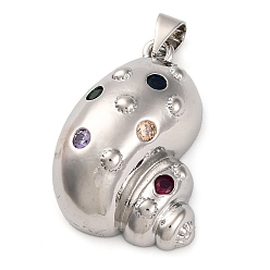 Платина Латунные микро проложить кубического циркония подвески, без кадмия и без свинца, оболочки прелести, с целью перехода в кольце, платина, 27x18.5x10 мм, отверстие : 4.5x3.5 мм