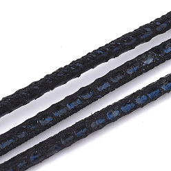 Prussian Blue PU Leather Cords, Imitation Snakeskin, Prussian Blue, 4~5mm, about 21.87 yards(20m)/roll