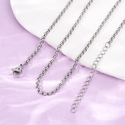 Stainless Steel Color 2.5MM 304 Stainless Steel Rolo Chain/Pea Chain Necklaces, Tarnish Free, Stainless Steel Color, 15.75 inch(40cm)