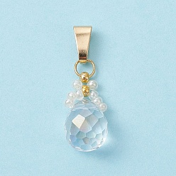 Белый Стеклянные подвески из бисера, со стеклянными бусинами и 304 фурнитурой из нержавеющей стали, слеза, белые, 15x10 мм, отверстие : 6x3 мм