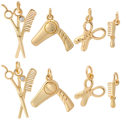 Настоящее золото 18K 8 шт 4 стили латунные подвески, реальный 18 k позолоченный, 12.5~22x5.5~17x2~4 мм, отверстие : 3~5 мм, 2 шт / стиль