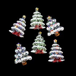 (52) Непрозрачная лаванда Кабошоны из смоляной эмали, рождественская елка, разноцветные, 25x17x5.5 мм