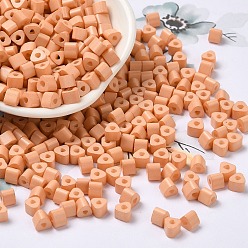 Легкий Лосось Запекание расписной стеклянной бусины, Цейлон, треугольное отверстие, душат, светлый померанцевый, 5x5x4 мм, отверстие : 1.3 мм, 3150 шт / фунт