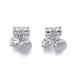 Платинированный Подвески из латуни с покрытием из стручков лотоса и бутонов, без никеля , Реальная платина, 14 мм, отверстие : 2.5 мм