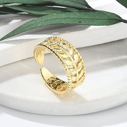 Настоящее золото 18K Латунные кольца на палец с открытой манжетой для женщин, долговечный, лист, реальный 18 k позолоченный, 8 мм, регулируемый