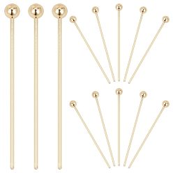 Настоящее золото 14K 300 шт. Латунные штифты с шаровой головкой, реальный 14 k позолоченный, 20x0.5 мм, 24 датчик, Руководитель: 2 mm