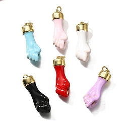 (52) Непрозрачная лаванда Латунь эмаль подвески, с целью перехода в кольце, ручные прелести, без кадмия и без свинца, прочное покрытие, реальный 18 k позолоченный, разноцветные, 27x9x6 мм, отверстие : 3 мм