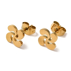 Golden PVD Vacuum Plating 304 Stainless Steel Stud Earrings, Windmill, Golden, 7.5x7.5mm