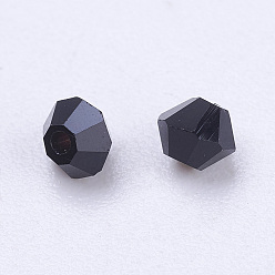 Black Imitation Austrian Crystal Beads, Grade AAA, Faceted, Bicone, Black, 3x3mm, Hole: 0.7~0.9mm