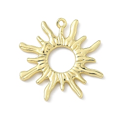 Настоящее золото 18K Латунные подвески, солнечные чары, без кадмия и без свинца, долговечный, стойки покрытие, реальный 18 k позолоченный, 23.5x23x1.5 мм, отверстие : 1.2 мм