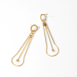 Золотой 201 серьги-гвоздики из нержавеющей стали для женщин, полая слеза, золотые, 75x22 мм