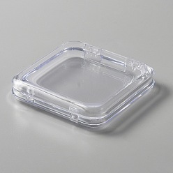 Clear Transparent Plastic Nail Art Tool Box, Makeup Storage Box, Rectangle, Clear, 8.7x8.5x1.85cm, Inner Diameter: 7.7x7.6x0.7cm