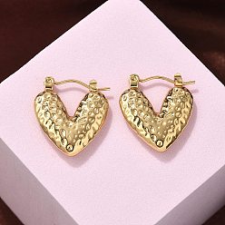 Настоящее золото 18K 304 серьги из нержавеющей стали для женщин, ионное покрытие (ip), сердце, реальный 18 k позолоченный, 20x18.5x3.5 мм
