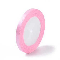 Pink Односторонняя атласная лента, Полиэфирная лента, розовые, 1/4 дюйм (6 мм), около 25 ярдов / рулон (22.86 м / рулон), 10 рулоны / группа, 250yards / группа (228.6 м / группа)