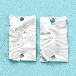 Посеребрённый Подвески из латуни, без кадмия и без свинца, текстурированные прямоугольные ссылки, долговечный, 925 серебро покрытием, 17x9.5x1.7 мм, отверстие : 1.4 мм