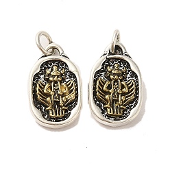 Human Латунные подвески, с целью перехода в кольце, без кадмия, без никеля и без свинца, античная бронза и серебро, человек, 16.5x10x2.5 мм, отверстие : 3 мм