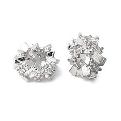 Платина Латунные микро проложить Цирконий Европейский бисером, без кадмия и без свинца, Кольца, стойки покрытие, долговечный, платина, 8x4 мм, отверстие : 4 мм