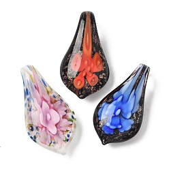 (52) Непрозрачная лаванда Ручной работы подвески золотые бусины песка, внутренние цветочные лепестковые подвески, разноцветные, 37x19x12 мм, отверстие : 6x10 мм