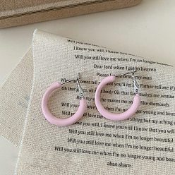 Бледно-Розовый Серьги-кольца из эпоксидного сплава, платина, розовый жемчуг, 30 мм