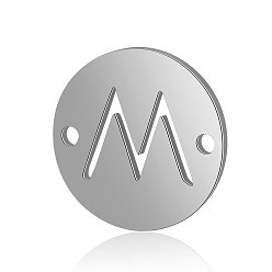 Letter M 201 соединительные звенья нержавеющие, плоские круглые с буквы, цвет нержавеющей стали, letter.m, 12x0.8 мм, отверстие : 0.8 мм