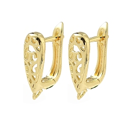 Настоящее золото 18K Серьги-кольца из латуни, без кадмия и без свинца, долговечный, стойки покрытие, реальный 18 k позолоченный, 18x6 мм, отверстие : 1.6 мм, штифты : 1 мм