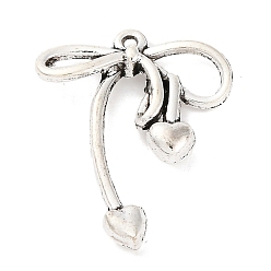 Античное Серебро Сплавочные подвески тибетского стиля, бантом прелести, античное серебро, 24.5x20x4 мм, отверстие : 1 мм