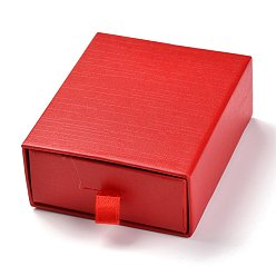 Красный Ящик для бумаги прямоугольник, с черной губкой и веревкой из полиэстера, для браслета и кольца, красные, 9.2x7.4x3.5 см