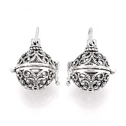 Античное Серебро Подвески из латуни, без никеля , для ожерелья, полый круглый, античное серебро, 31x24x20 мм, отверстие : 6x6 мм, внутренней меры: 17 мм