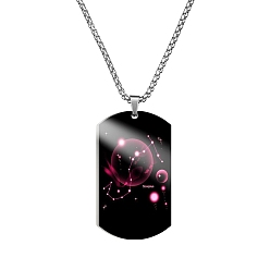 Scorpio Non-Tarnish Stainless Steel Constellation Tag Pendant Necklace with Box Chains, Scorpio, 23.62 inch(60cm)
