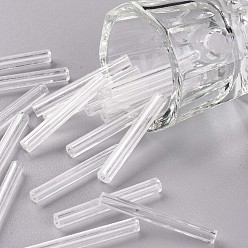 Прозрачный Стеклярус, круглое отверстие, непрозрачных цветов, прозрачные, 28x3 мм, отверстие : 1.4 мм, Около 850 шт / фунт