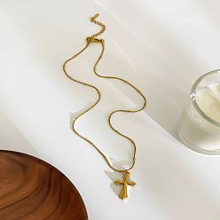 Золотой 316l ожерелья с подвеской-крестом из хирургической нержавеющей стали для женщин, золотые, 15.75 дюйм (40 см), Кулон : длиной 23 мм 